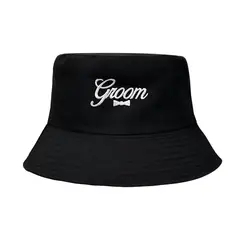 GENERICO - Gorro negro estilo bucket hat bordado novio despedida de soltero groom