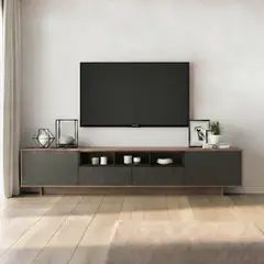MASIVA HOME - Mesa de TV 70 Kevin Marron claro y Plomo -