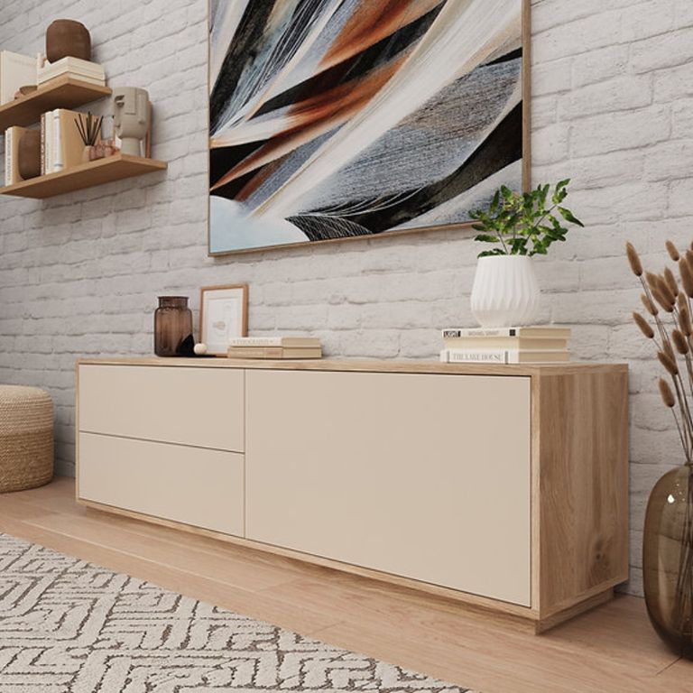 Mesa de TV 65 Muller Marron claro y Beige -