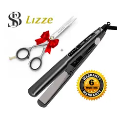 LIZZE - Plancha Alisadora Profesional Extreme 480F + Tijera Microdentada 6 pulgadas