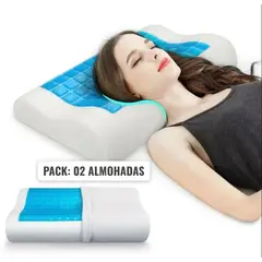 OEM - PACK DE 02 Almohadas Viscoelastica Cervical de Gel Ortopedico