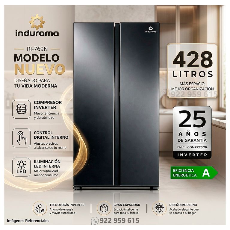 Refrigeradora Side by Side 428Lt RI-769N - Negro