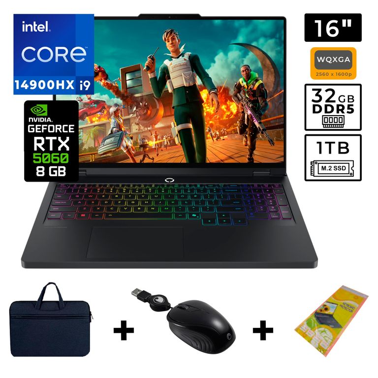 LAPTOP LEGION PRO 5 16IRX10, INTEL CORE I9-14900HX, 32GB DDR5, 1TB SSD RTX5060 8GB, PANTALLA 16" WQXGA