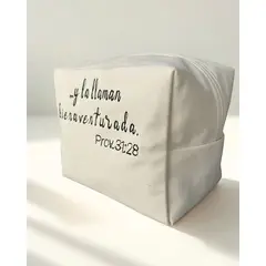 GENERICO - Neceser de Lona Drill Crudo Bordado para Mama, Versículo Bíblico, Regalo Día de la Madre
