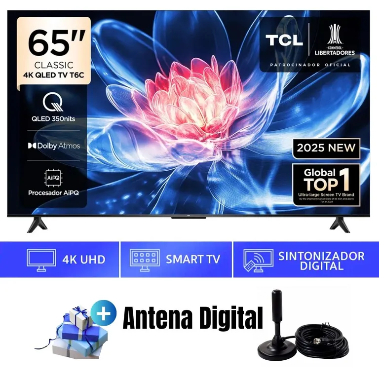 Televisor Smart TV 65'' UHD 4K QLED GoogleTV 65T6C 2025 + Ant