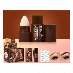 GENERICO - Kit Sello Sombras de Cejas 3D Matte 24 horas Sello de Cejas con Colágeno 12 Plantillas