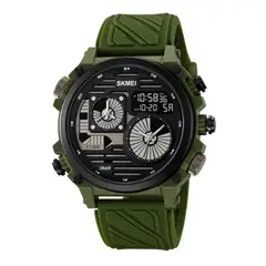 Skmei - Reloj 2202 Verde Militar Analogo y Digital Correa Silicona