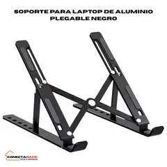 GENERICO - Soporte o base plegable para Laptop o Tablet ajustable de aluminio color negro