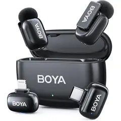 BOYA - Mini 2 micrófono inalámbrico USB C + Lightning cancelación de ruido 30 horas