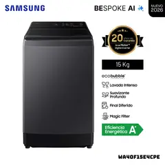 SAMSUNG - LAVADORA ECOBUBBLE AI 15 KG CARGA SUPERIOR GRIS GRAFITO - WA40F15E4CPE