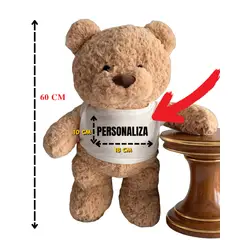 GENERICO - Oso de Peluche 60cm Antialérgico con Polo Personalizable Día de la Madre Regalo Mamá