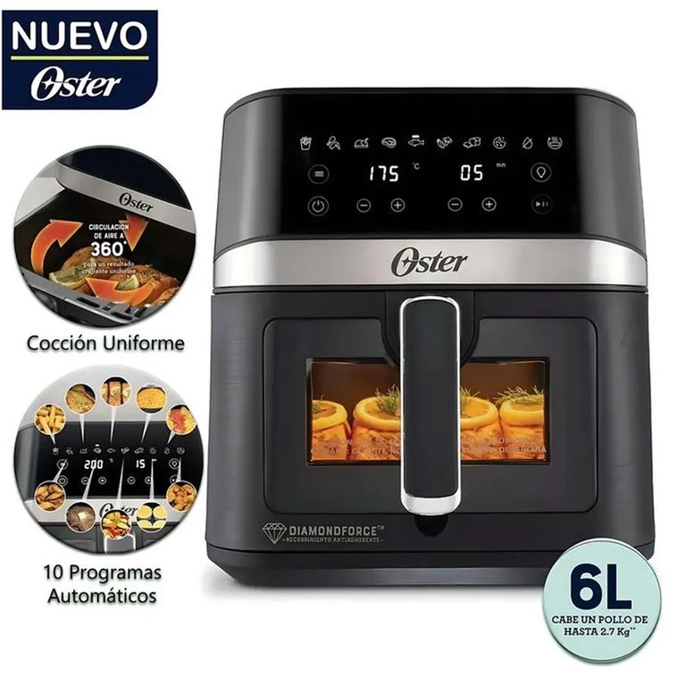Freidora de Aire Digital Oster® 6L CKSTAF60WDDF-053 Con Ventana y Luz Interna