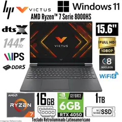 HP - Latpop Victus 15-FB3013LA AMD Ryzen 7 8845HS 16GB RAM 1TB SSD RTX 4050-6GB 15.6" FHD 144Hz