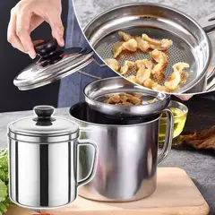 GENERICO - Recipiente Filtro Colador de Aceite 1.3L con Tapa Acero Inoxidable