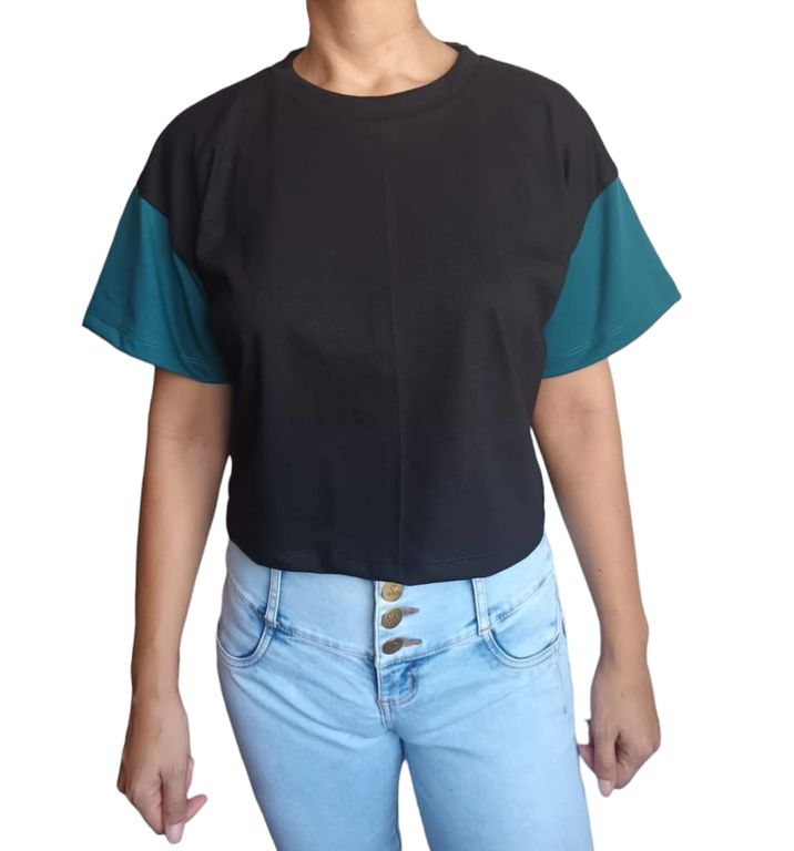 Polo Mujer Crop Top Básico - Negro