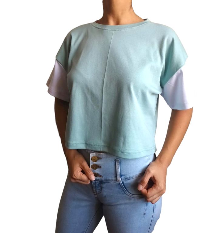 Polo Mujer Crop Top Básico - Verde