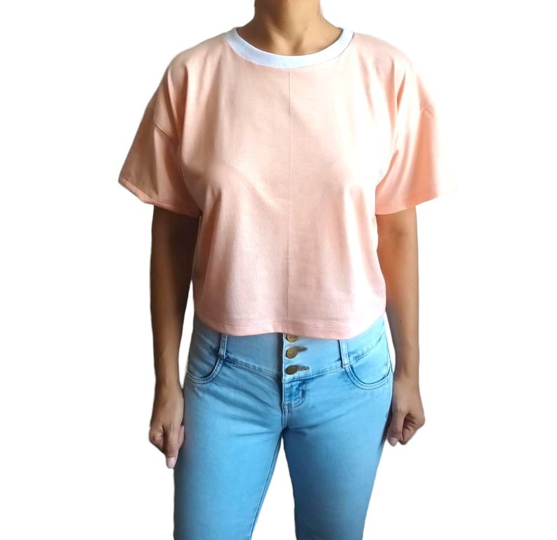 Polo Mujer Crop Top Básico - Melón