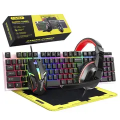 TWOLF - Combo Gamer 4 en 1 T240 Teclado Mouse Audifonos Mousepad