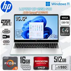 HP - Laptop Notebook 255R G10 15.6" HD AMD Ryzen™ 5 7520U AMD Radeon™ Graphics 16GB LPDDR5 512GB SSD CZ1P1LT