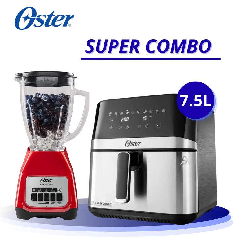 Combo Freidora de Aire 7.5L + Licuadora roja 800W