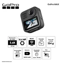 GOPRO - Cámara Digital MAX 5.6K 360° con Pantalla Táctil