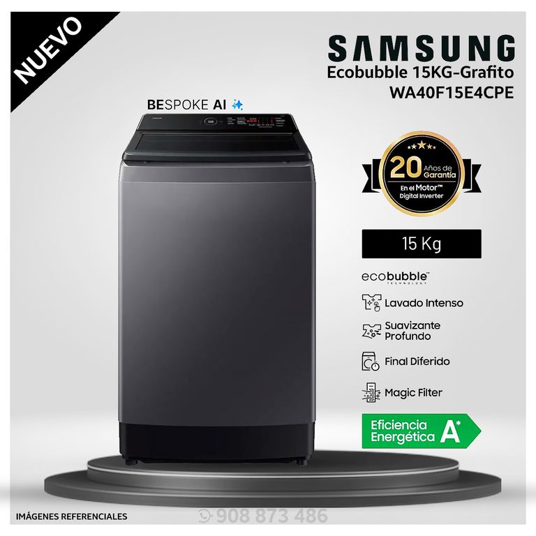 Lavadora 15Kg EcoBubble WA40F15E4CPE Gris Grafito - Modelo Nuevo
