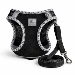 GENERICO - Pechera Arnés Tipo Chaleco En Malla Antitraspirante Para Perros Y Gatos Color Negro Talla L