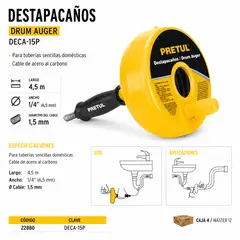 PRETUL - Desatorador De Tuberías y Drenajes DE 4.5 metros