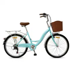 GENERICO - Bicicleta Urbana KOMBAT Lady Aro 24 con Canasta, Parrilla y 7 Velocidades