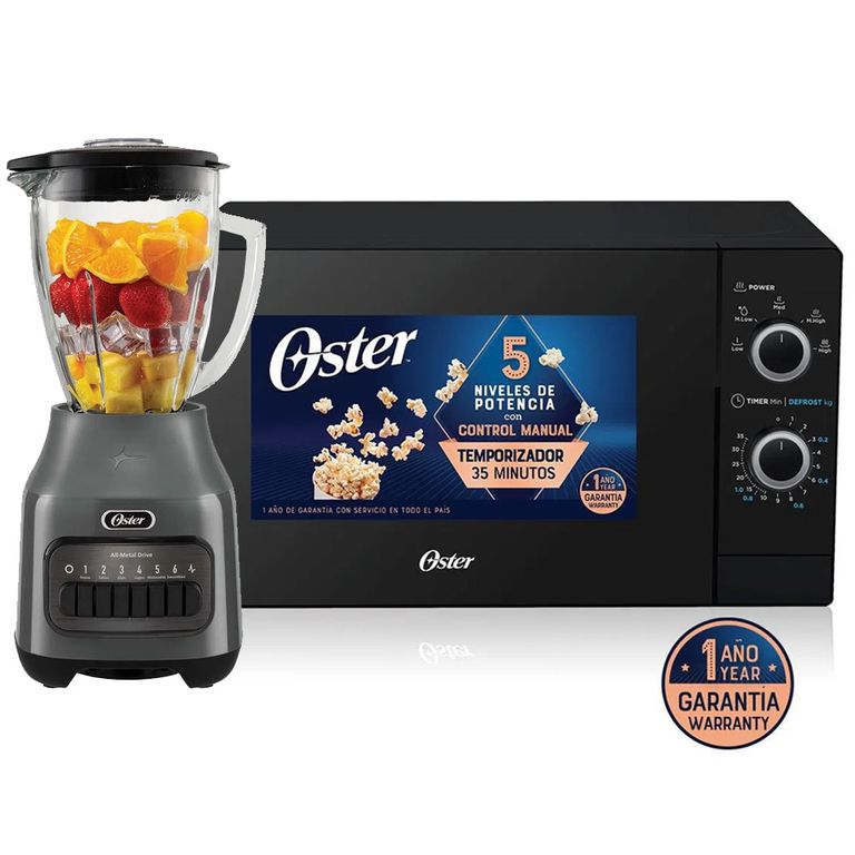 Combo Licuadora 6 Velocidades BLSTPEG-GPB màs Horno Microondas 20 Litros POGM3702