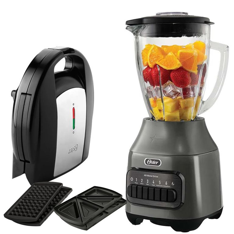 Combo Licuadora BLSTPEG-GPB Vaso De Vidrio + Sandwichera Placas Intercambiables
