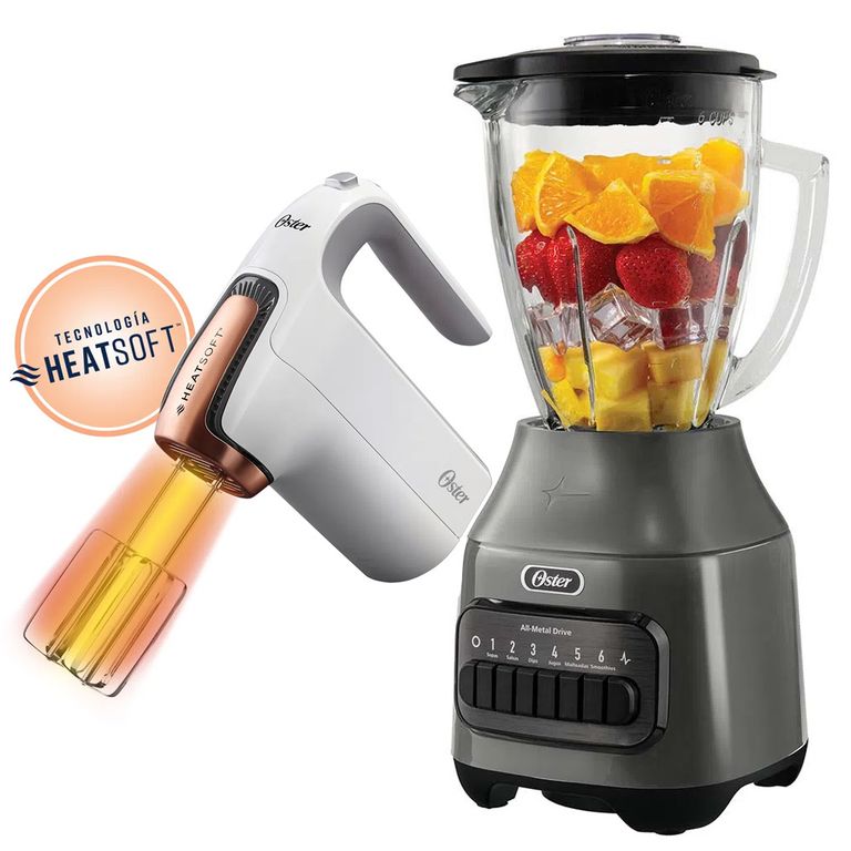 Combo Licuadora BLSTPEG-GPB Vaso De Vidrio + Batidora De Mano Tecnología Heatsoft
