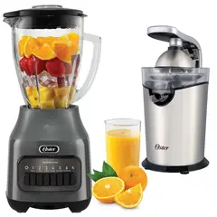 OSTER - Combo Licuadora BLSTPEG-GPB Vaso De Vidrio+Exprimidor De Cítricos Acero Inoxidable