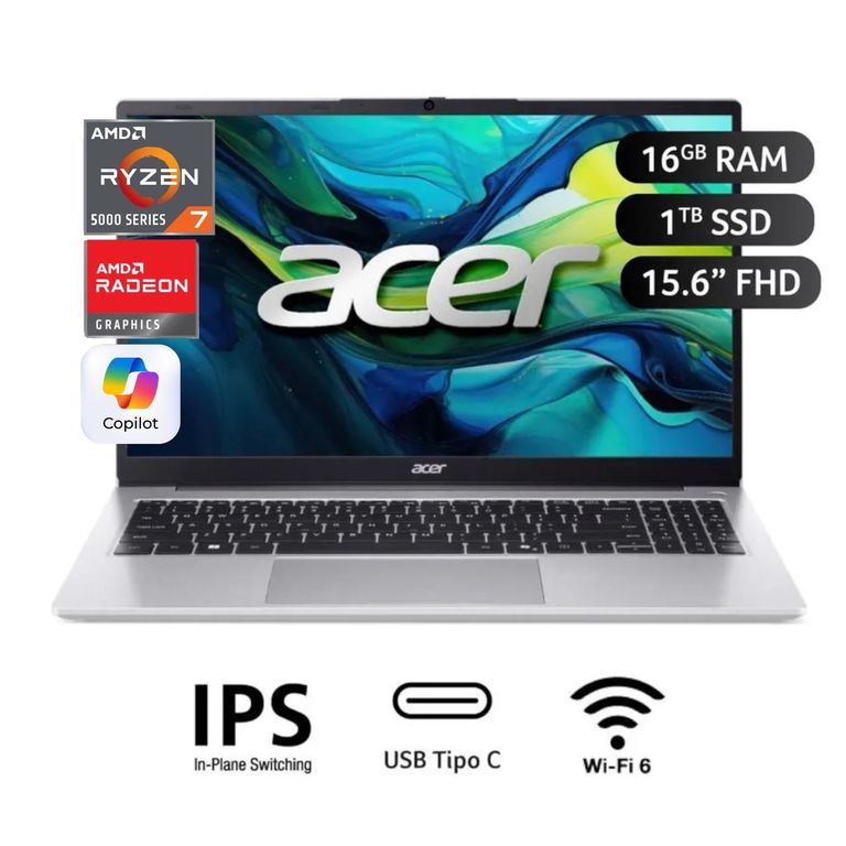 Laptop Ryzen 7 16GB RAM 1TB SSD 15.6FHD Windows 11 - Aspire