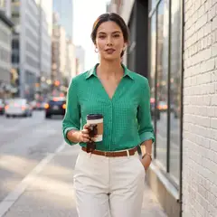 JACKMAN - Blusa Manga 3/4 con Cuello V Verde Código 104