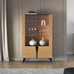 MASIVA HOME - Mueble Bar Verona con repisa Marron y Negro -