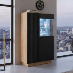 MASIVA HOME - Mueble Bar Zenda con repisa Marron y Negro -