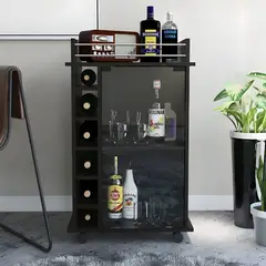 MASIVA HOME - Mueble Bar Brielle con repisa Negro -