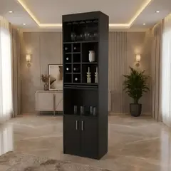 MASIVA HOME - Mueble Bar Callie con repisa Negro -