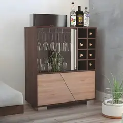MASIVA HOME - Mueble Bar Dorothy con repisa Marron y Beige -