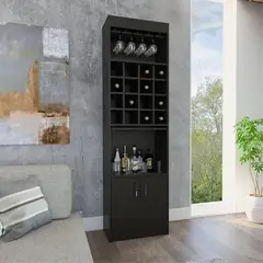 MASIVA HOME - Mueble Bar Elisa con repisa Negro -