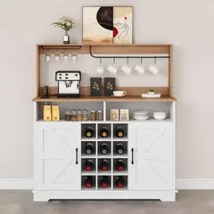 MASIVA HOME - Mueble Bar Molly con repisa Blanco y Marron -