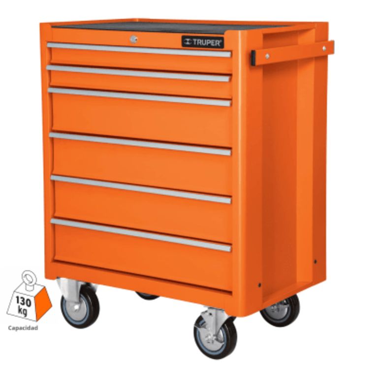 Gabinete Metalico Movil Con 6 Cajones 130 Kg 12067 Color Naranja