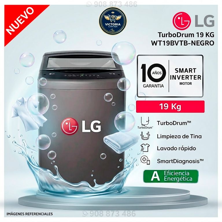 Lavadora 19 Kg TurboDrum Carga Superior Negro WT19BVTB