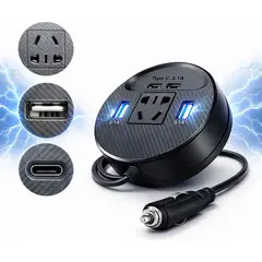OEM - Inversor Profesional 150W para Vehículos Toma 220V + Doble USB y Tipo-C