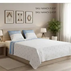 NANCY'S COLLECTION - Sábana Nancy Original Especial Estampada - 1.5 Plazas - Celeste