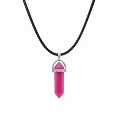 FERNANDA ROMERO JOYAS Y ACCESORIOS - Collar Péndulo Piedra Natural Agata con Cordón Negro Estilo Energético y Cuarzos