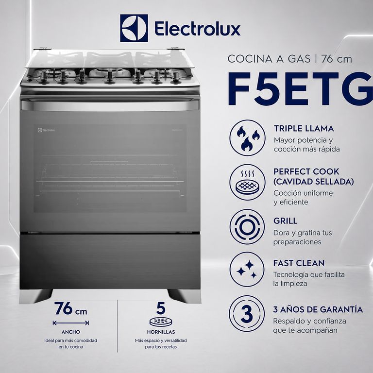 Cocina 5 Quemadores 76 cm F5ETG