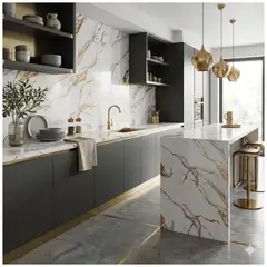 DECOKASA - Panel de Pared SPC Tipo Mármol Plancha 122 x 244 cm x 3mm - Blanco Aurum Pack 2 unds
