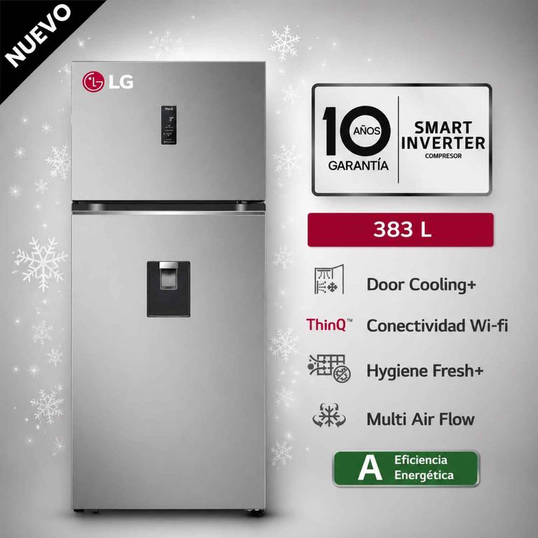 Refrigeradora VT40APYC Top Freezer 383L con Door Cooling Cleaning Time y ThinQ